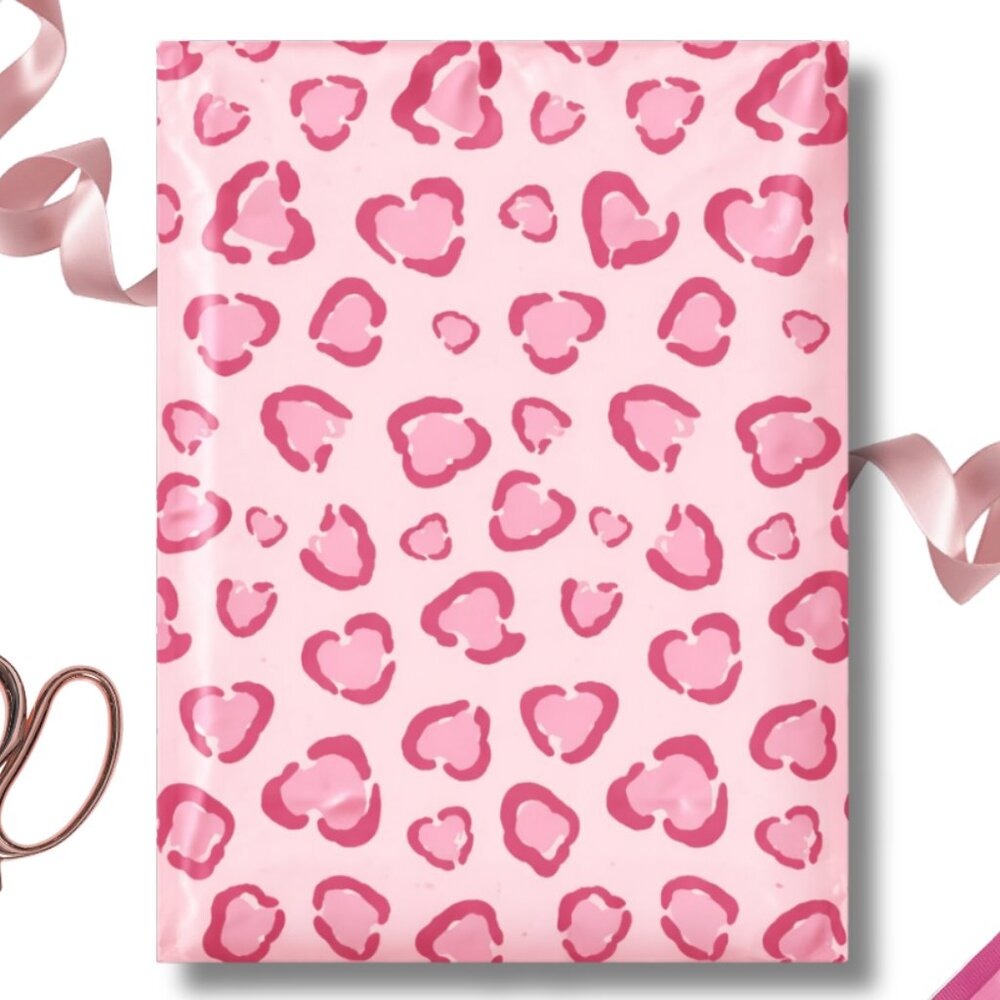 20ct Large 14.5 x 19 Leopard Hearts Poly Mailers - Picture 3 of 3